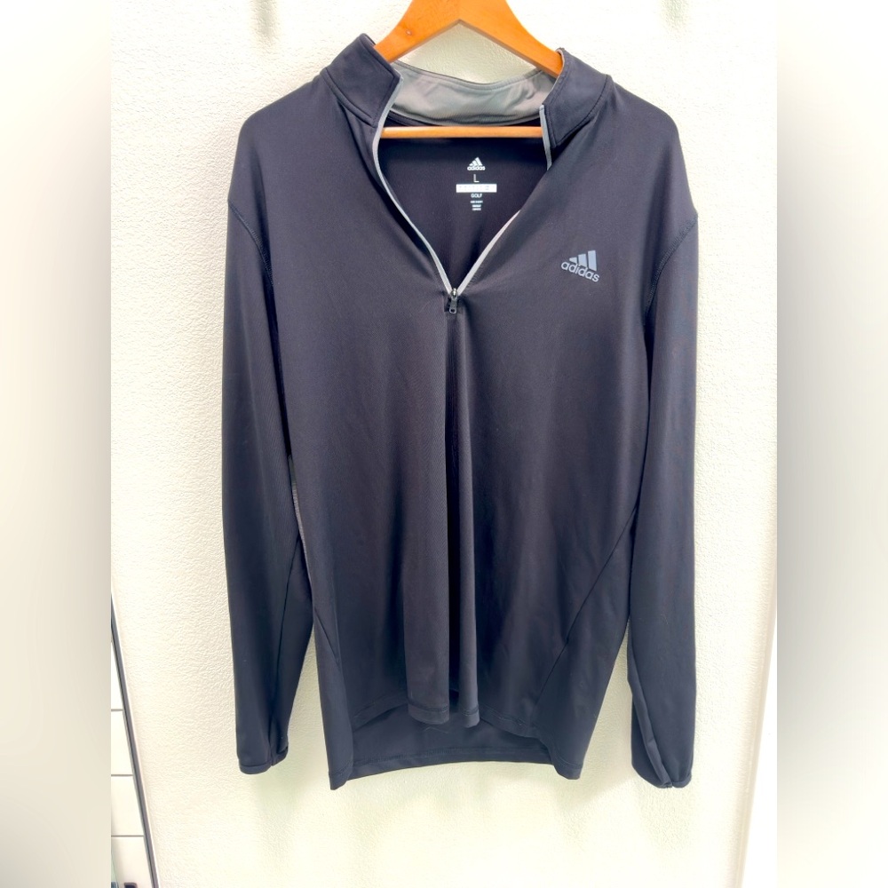 Adidas Golf Quarter-Zip Pullover - Black, Size L